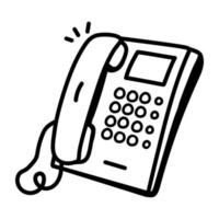 A customizable doodle icon of landline vector