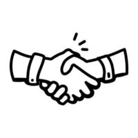 A customizable doodle icon of handshake vector