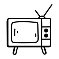 A scalable hand drawn icon of tv vector