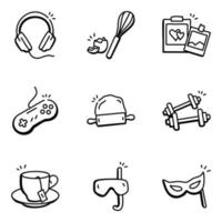 Pack of Games and Hobbies Hand Drawn Icons vector