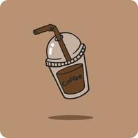 Hand drawn coffee cup with straw vector