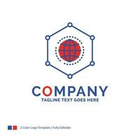Company Name Logo Design For Network. Global. data. Connection. Business. Blue and red Brand Name Design with place for Tagline. Abstract Creative Logo template for Small and Large Business. vector