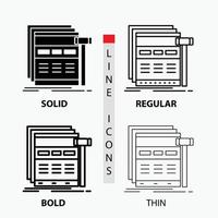 Internet. page. web. webpage. wireframe Icon in Thin. Regular. Bold Line and Glyph Style. Vector illustration