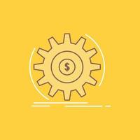 Finanzas. caudal. ingreso. haciendo. icono lleno de línea plana de dinero. hermoso botón de logotipo sobre fondo amarillo para ui y ux. sitio web o aplicación móvil vector