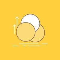 balance. circle. alignment. measurement. geometry Flat Line Filled Icon. Beautiful Logo button over yellow background for UI and UX. website or mobile application vector