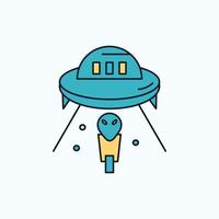 extraterrestre. espacio. OVNI. astronave. Marte icono plano. signo y símbolos verdes y amarillos para el sitio web y la aplicación móvil. ilustración vectorial vector