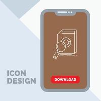 Analysis. data. financial. market. research Line Icon in Mobile for Download Page vector