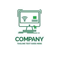 Control. computer. monitor. remote. smart Flat Business Logo template. Creative Green Brand Name Design. vector