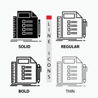 Business. list. plan. planning. task Icon in Thin. Regular. Bold Line and Glyph Style. Vector illustration