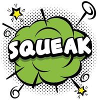 Squeak comic plantilla brillante con burbujas de discurso en marcos coloridos vector