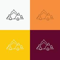 mountain. landscape. hill. nature. tree Icon Over Various Background. Line style design. designed for web and app. Eps 10 vector illustration