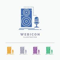 Live. mic. microphone. record. sound 5 Color Glyph Web Icon Template isolated on white. Vector illustration