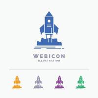 launch. startup. ship. shuttle. mission 5 Color Glyph Web Icon Template isolated on white. Vector illustration