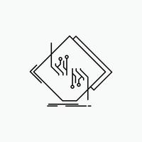 Board. chip. circuit. network. electronic Line Icon. Vector isolated illustration