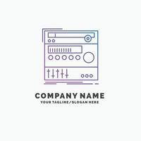 rack. component. module. sound. studio Purple Business Logo Template. Place for Tagline vector