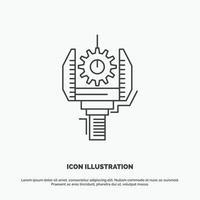 automatización. industria. máquina. producción. icono de robótica. símbolo gris vectorial de línea para ui y ux. sitio web o aplicación móvil vector