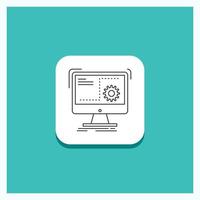 Round Button for Command. computer. function. process. progress Line icon Turquoise Background vector