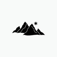 mountain. landscape. hill. nature. sun Glyph Icon. Vector isolated illustration