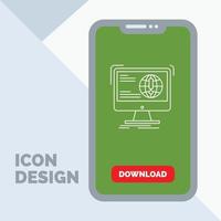 information. content. development. website. web Line Icon in Mobile for Download Page vector