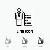 Business. explanation. graph. meeting. presentation Icon in Thin. Regular and Bold Line Style. Vector illustration