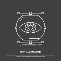 visualize. conception. monitoring. monitoring. vision Icon. Line vector symbol for UI and UX. website or mobile application