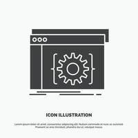 API. aplicación codificación. desarrollador. icono de programa símbolo gris vectorial de glifo para ui y ux. sitio web o aplicación móvil vector