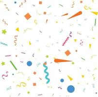 Vector abstract White Background with many falling tiny colorful confetti pieces and ribbon. Carnival. Christmas or New Year decoration colorful party pennants for birthday. festival