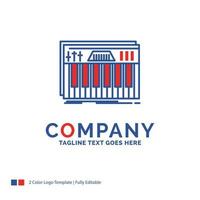 Company Name Logo Design For Controller. keyboard. keys. midi. sound. Blue and red Brand Name Design with place for Tagline. Abstract Creative Logo template for Small and Large Business. vector