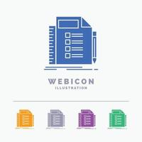 Business. list. plan. planning. task 5 Color Glyph Web Icon Template isolated on white. Vector illustration