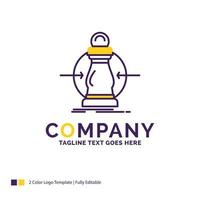 Company Name Logo Design For Consumption. cost. expense. lower. reduce. Purple and yellow Brand Name Design with place for Tagline. Creative Logo template for Small and Large Business. vector