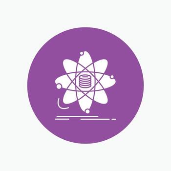 Analysis. data. information. research. science White Glyph Icon in Circle. Vector Button illustration