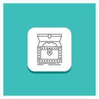Round Button for Box. chest. gold. reward. treasure Line icon Turquoise Background vector