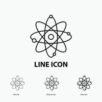 atom. nuclear. molecule. chemistry. science Icon in Thin. Regular and Bold Line Style. Vector illustration