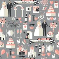 Wedding symbols set seamless surface pattern. vector