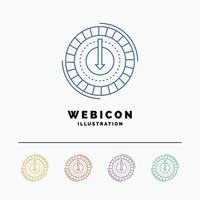 Consumption. cost. expense. lower. reduce 5 Color Line Web Icon Template isolated on white. Vector illustration