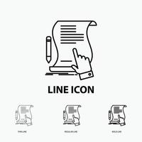 contract. document. paper. sign. agreement. application Icon in Thin. Regular and Bold Line Style. Vector illustration