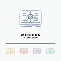 knowledge. book. eye. view. growth 5 Color Line Web Icon Template isolated on white. Vector illustration