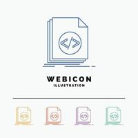 Code. coding. file. programming. script 5 Color Line Web Icon Template isolated on white. Vector illustration