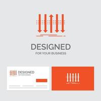 Business logo template for Arrow. business. distinction. forward. individuality. Orange Visiting Cards with Brand logo template. vector