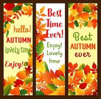 Autumn fall leaves vector banners set