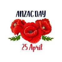 Anzac Day poppy vector 25 April Australian icon