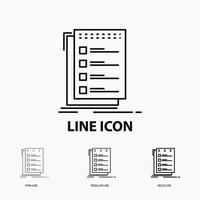 Check. checklist. list. task. to do Icon in Thin. Regular and Bold Line Style. Vector illustration