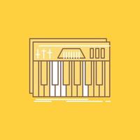 Controller. keyboard. keys. midi. sound Flat Line Filled Icon. Beautiful Logo button over yellow background for UI and UX. website or mobile application vector