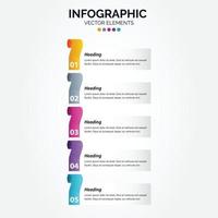 Vertical Infographic design template with 5 options or steps. vector