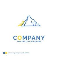 hill. landscape. nature. mountain. scene Blue Yellow Business Logo template. Creative Design Template Place for Tagline. vector