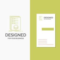 Business Logo for Categories. check. list. listing. mark. Vertical Green Business .Visiting Card template. Creative background vector illustration