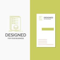 Business Logo for Categories. check. list. listing. mark. Vertical Green Business .Visiting Card template. Creative background vector illustration