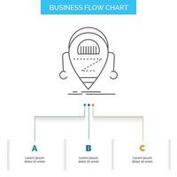 Android. beta. droid. robot. Technology Business Flow Chart Design with 3 Steps. Line Icon For Presentation Background Template Place for text vector