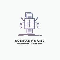 Analysis. data. datum. processing. reporting Purple Business Logo Template. Place for Tagline vector