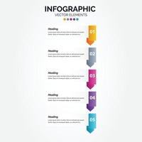 infografía vertical profesional de 5 opciones con procesos de icono 5 opciones vector